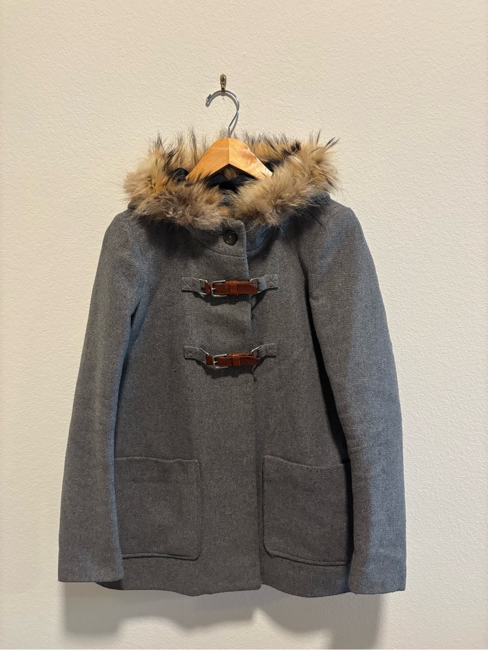 Maje Alenxia Fur-Trimmed Jacket Diffle Toggle